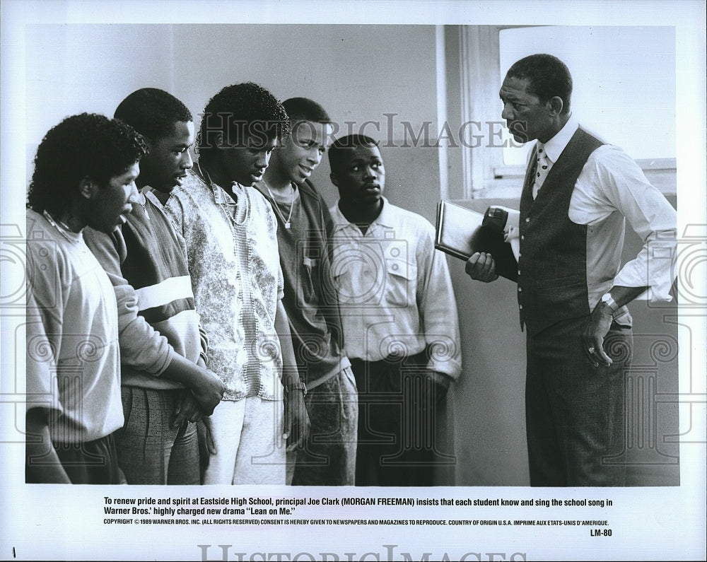 1989 Press Photo Morgan Freeman American Actor Lean On Me Drama Movie Film- Historic Images
