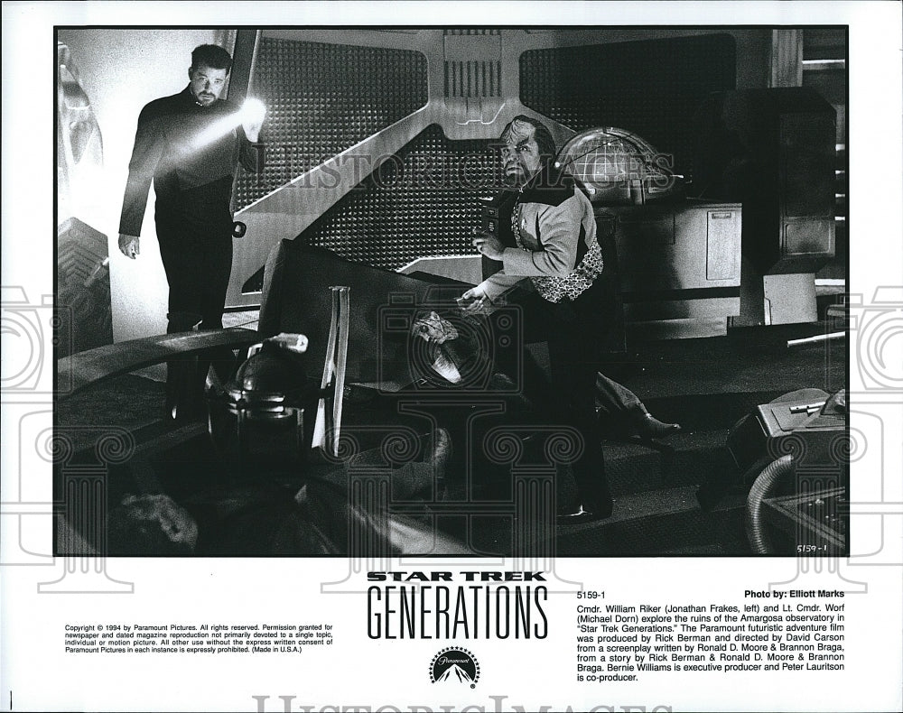 1994 Press Photo &quot;Star Trek Generations&quot; Jonathan Frakes, Michael Dorn - Historic Images