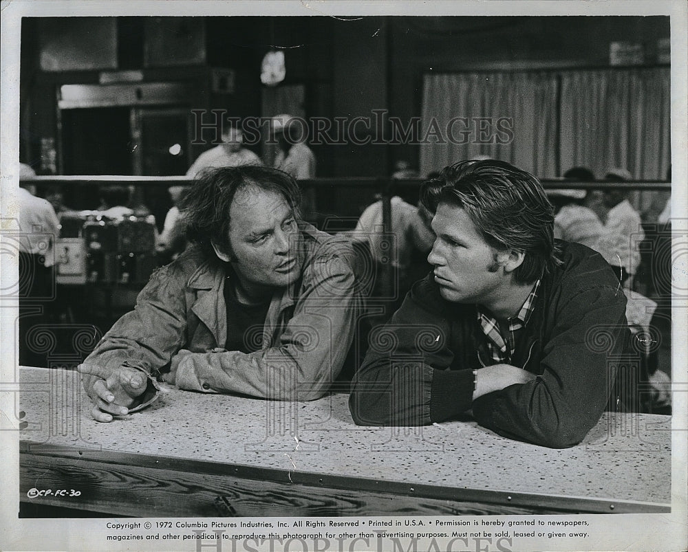 1977 Press Photo Stacy Keach and Jeff Bridges in scene from &quot;Fat City&quot;.- Historic Images