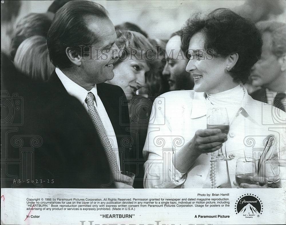 1986 Press Photo Jack Nicholson and Meryl Streep in &quot;Heartburn&quot;- Historic Images