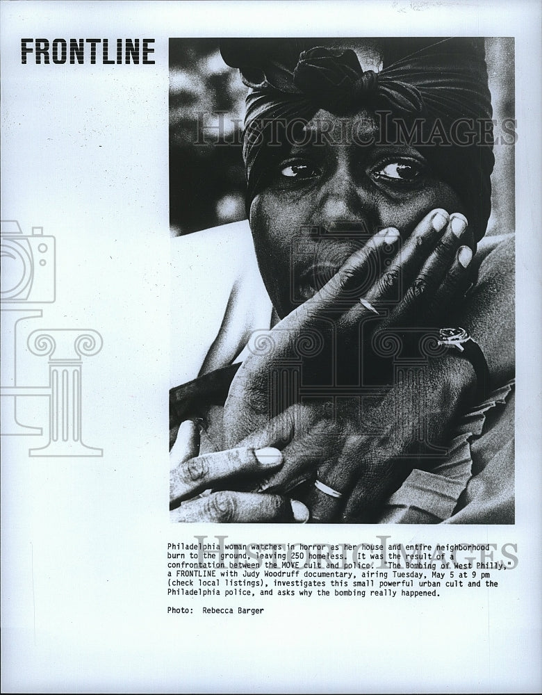 1987 Press Photo Scene from &quot;The Bombing of West Philly&quot;- Historic Images