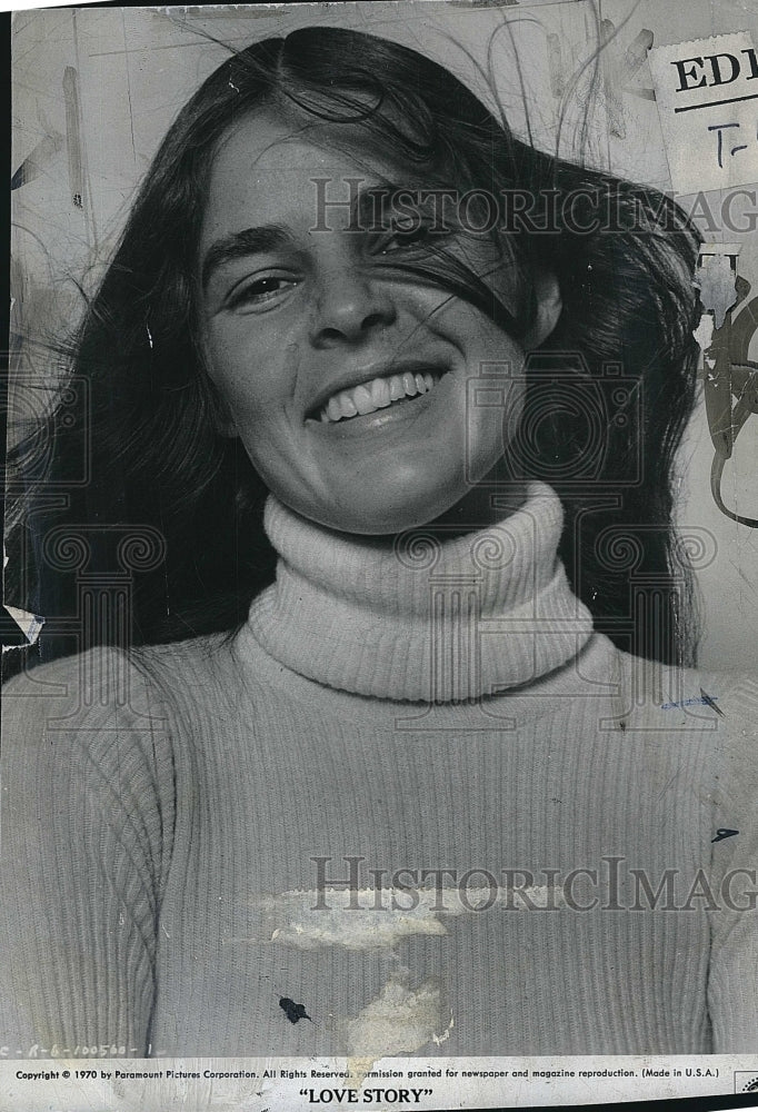 1970 Press Photo Actress Ali MacGraw in "Love Story"- Historic Images