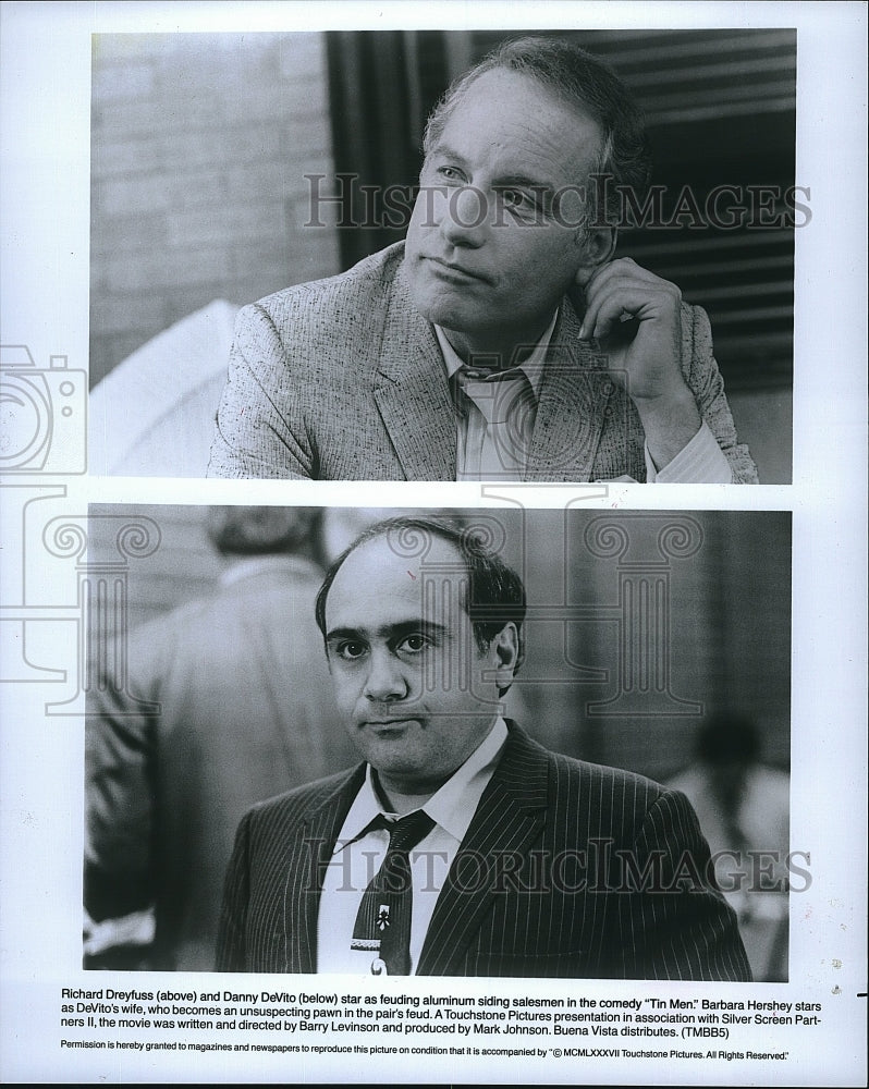 1988 Press Photo Tin Men Film Danny DeVito Richard Dreyfuss Scenes- Historic Images