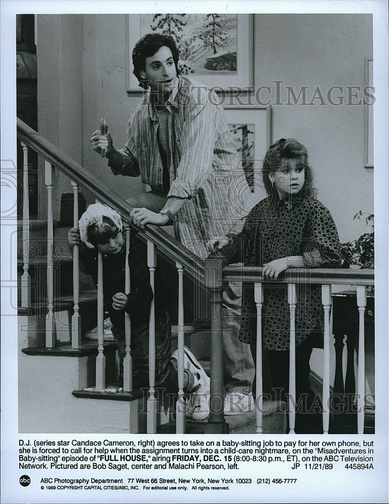 1989 Press Photo Actress Candace Cameron &amp; Bob Saget in &quot;Full House&quot;- Historic Images