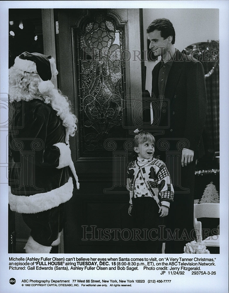 1992 Press Photo &quot;Full House&quot; Bob Saget &amp; Mary Kate Ashley Olsen - Historic Images