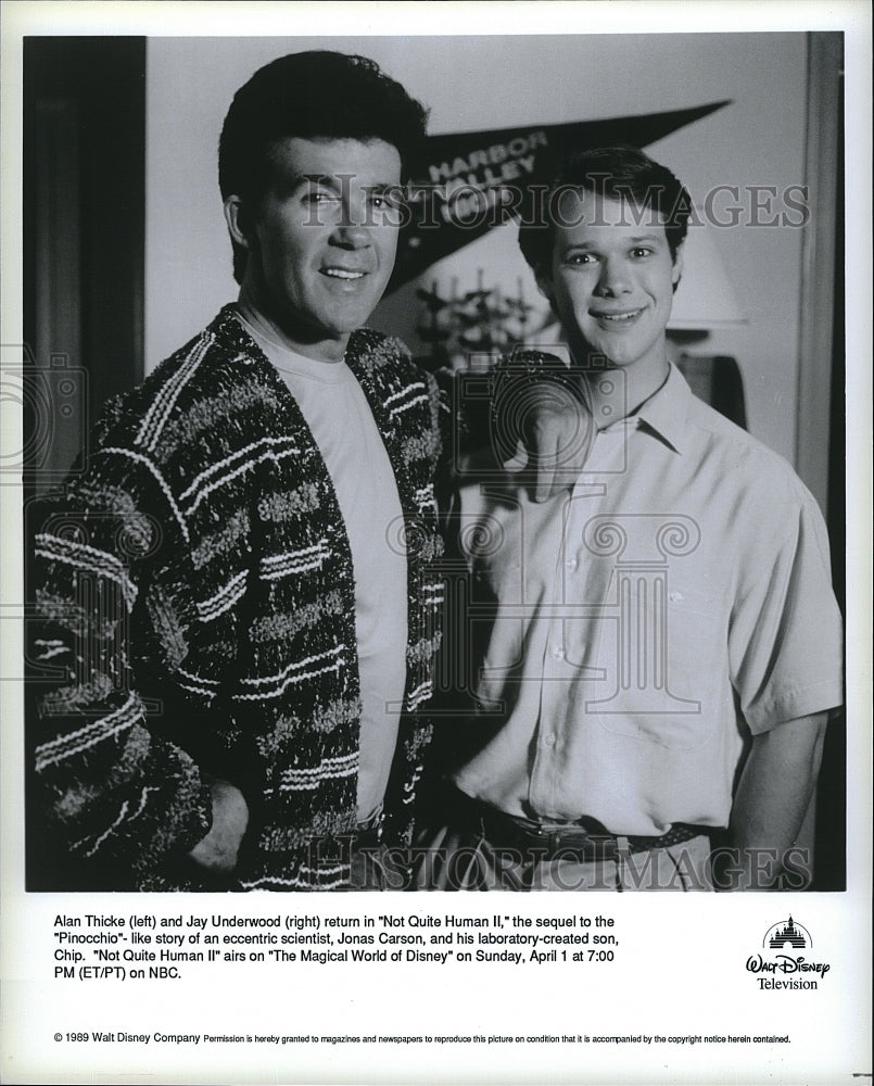 1989 Press Photo Alan Thicke &amp; Jay Underwood Star In &quot;Not Quite Human II&quot;- Historic Images