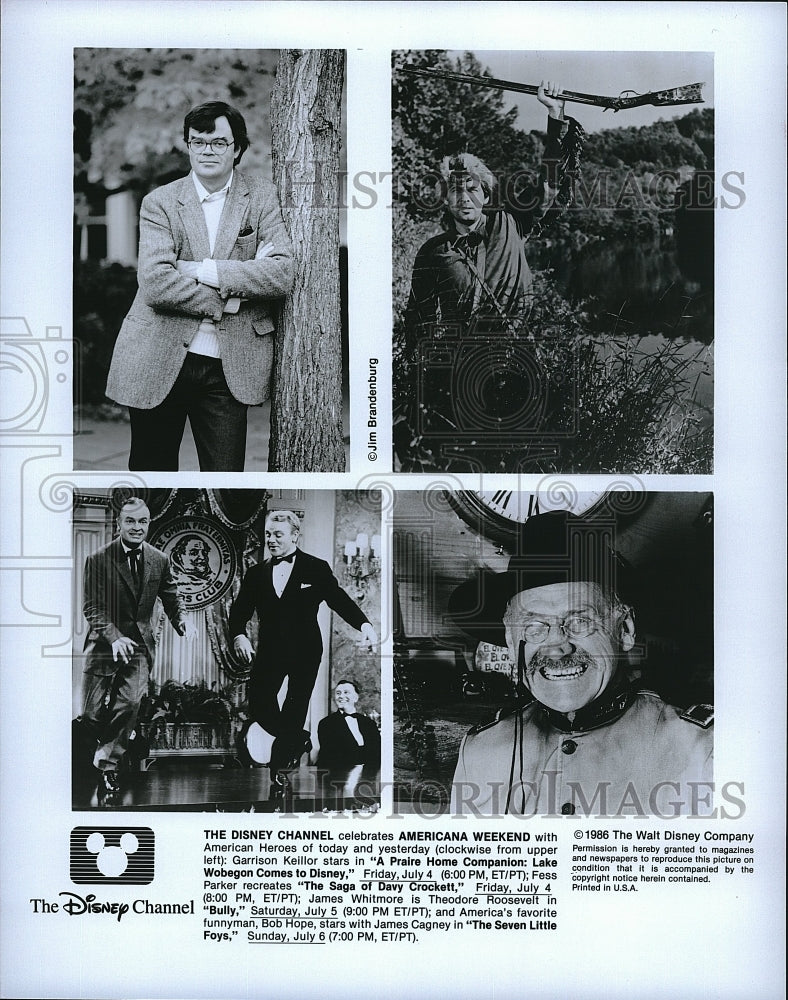 1985 Press Photo Disney Channel, Garrison Keilor,James Whitmore, Bob Hope- Historic Images