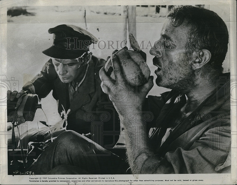1958 Press Photo Scene from 1957 British Film "The River on the River Kwai".- Historic Images