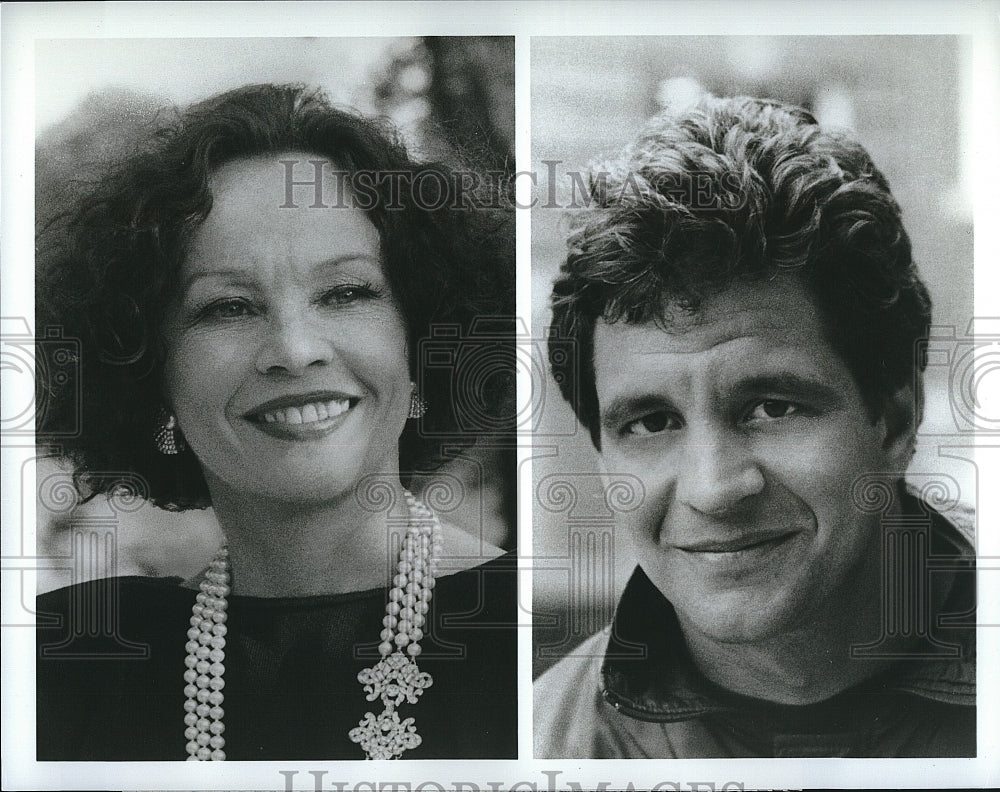 1987 Press Photo Leslie Caron Actress Ed Marinaro Actor Falcon Crest Drama TV- Historic Images