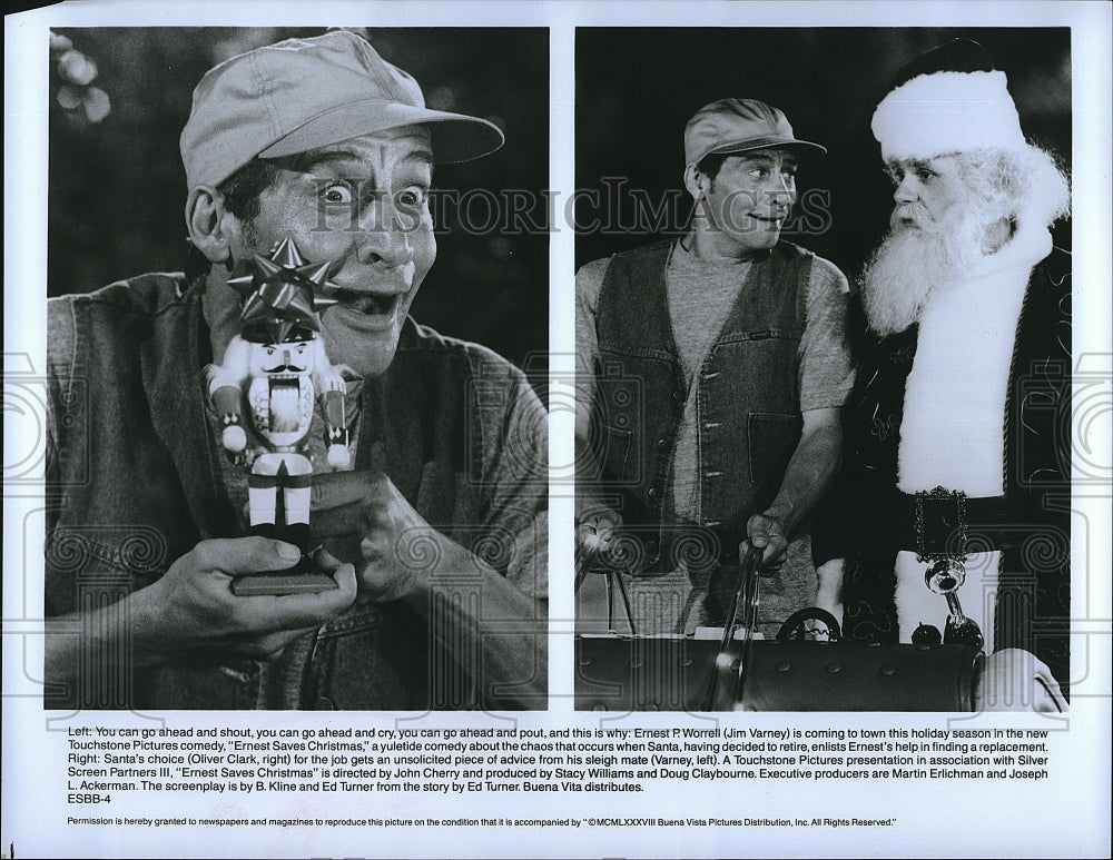 1988 Press Photo Jim Varney in Ernest Saves Christmas- Historic Images