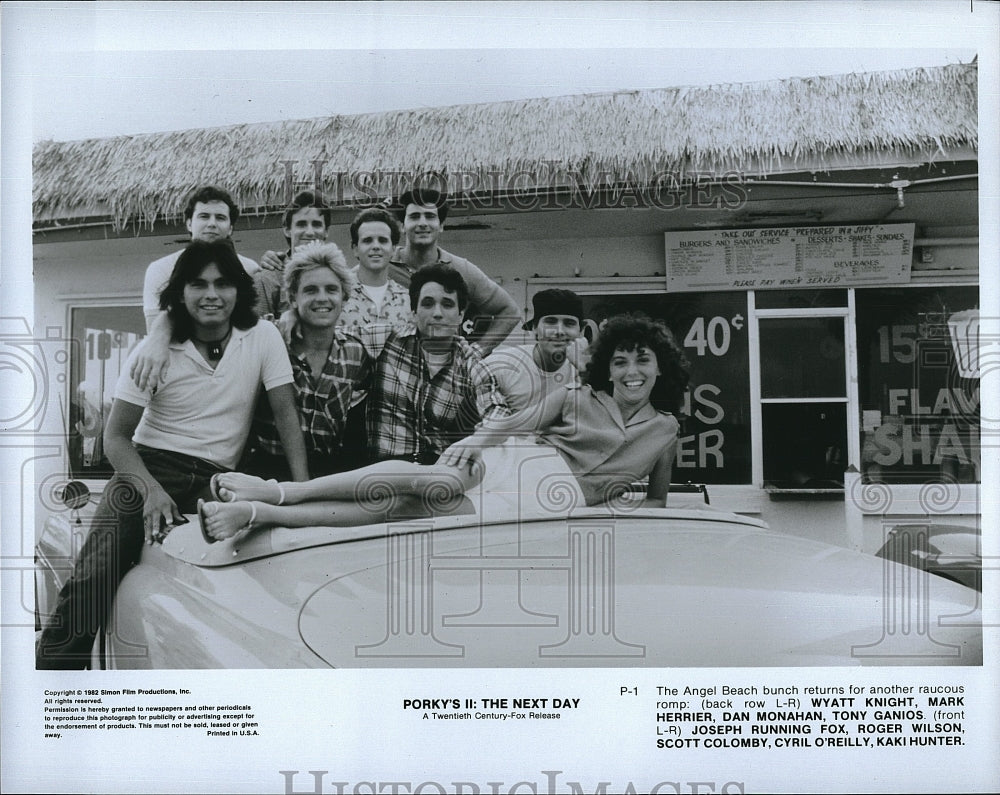 1982 Press Photo &quot;Porky&#39;s II Teh Nest Day&quot; W Knight,M Herrier,D Monahan,T Ganios- Historic Images