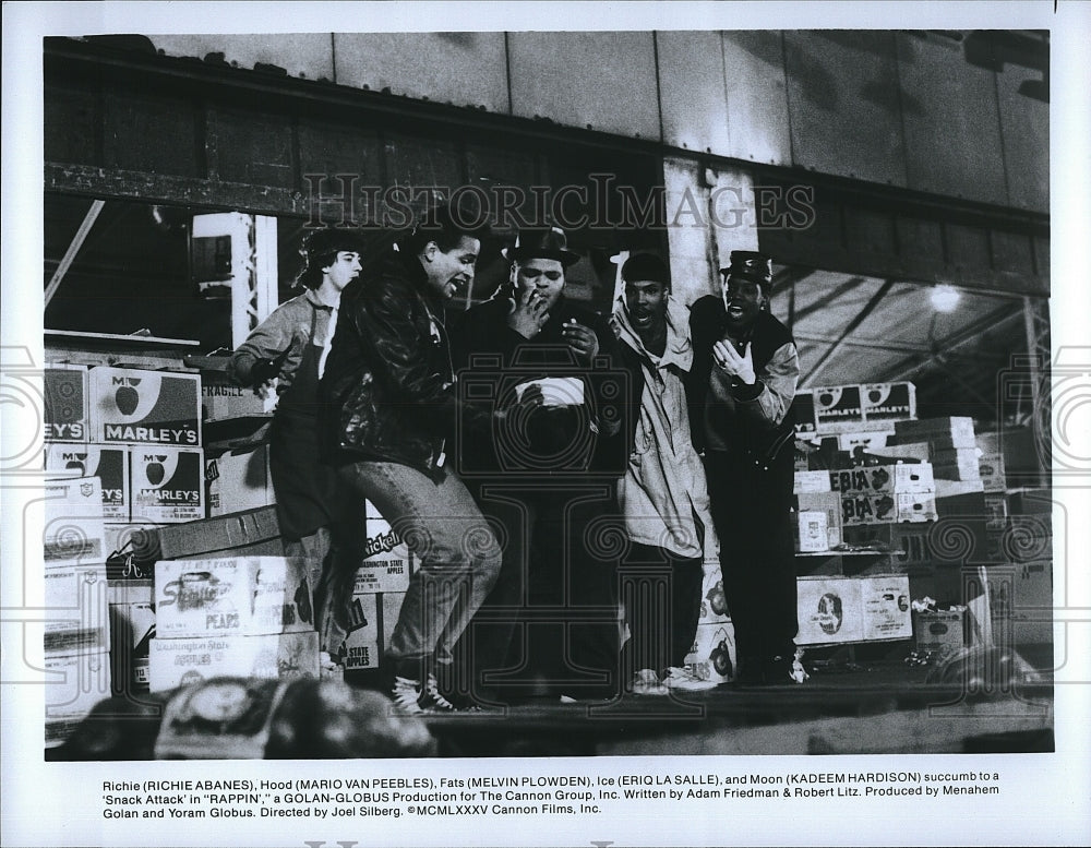 1985 Press Photo &quot;Rappin&quot; Mario Vanb Peebles,Eriq LaSalle,K Hardison,R Abanes- Historic Images