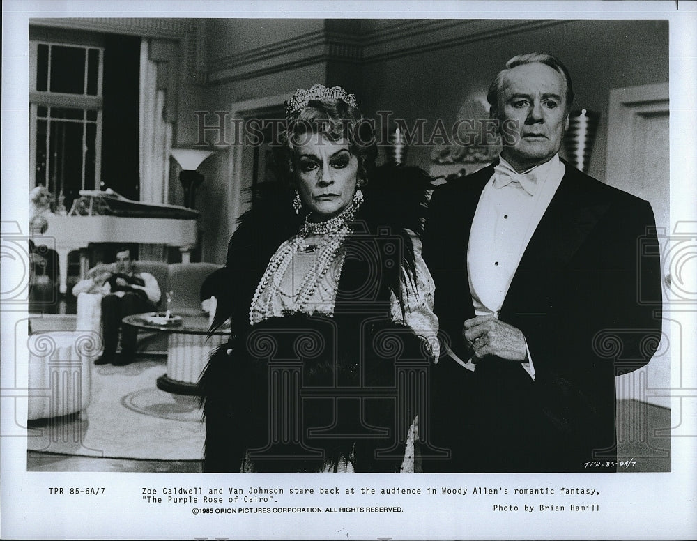 1985 Press Photo &quot;The Purple Rose of Cairo&quot; Zoe Caldwell &amp; Van Johnson- Historic Images