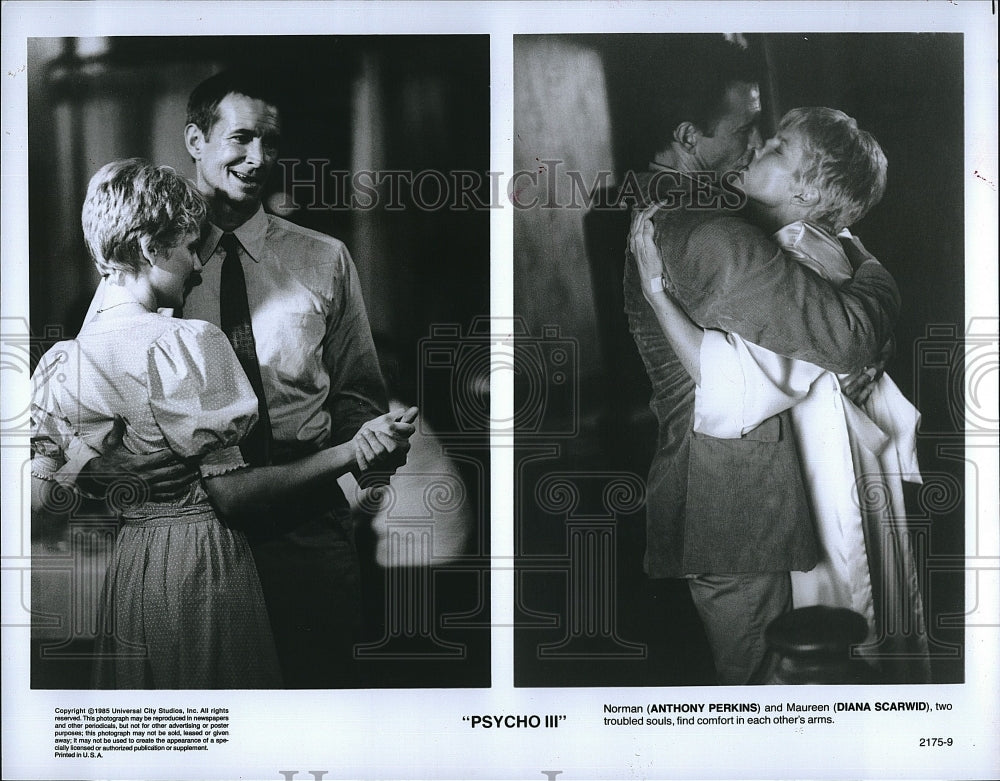 1985 Press Photo &quot;Psycho III&quot; Anthony Perkins, Diana Scarwid- Historic Images