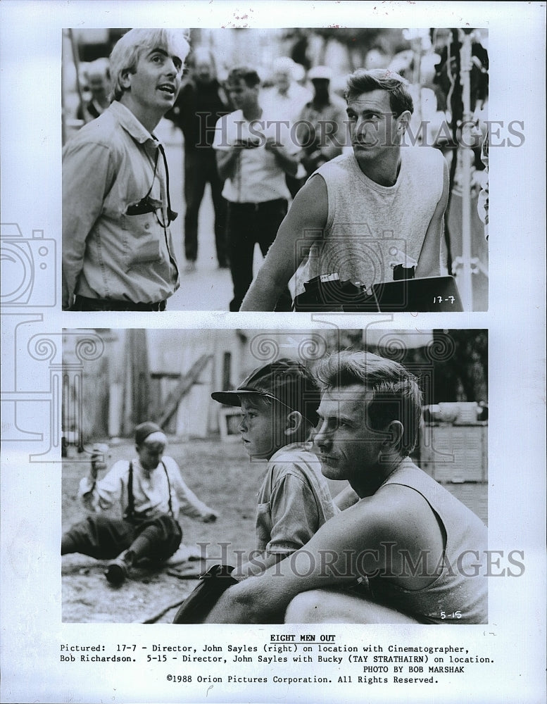 1988 Press Photo John Sayles Bob Richardson Tay Strathairn Eight Men Out Movie- Historic Images