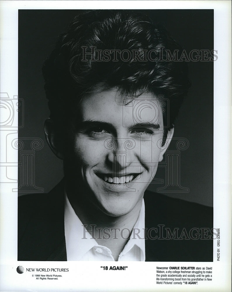 1988 Press Photo Charlie Schlatter stars as Davis Watson in &quot;18 Again&quot;.- Historic Images