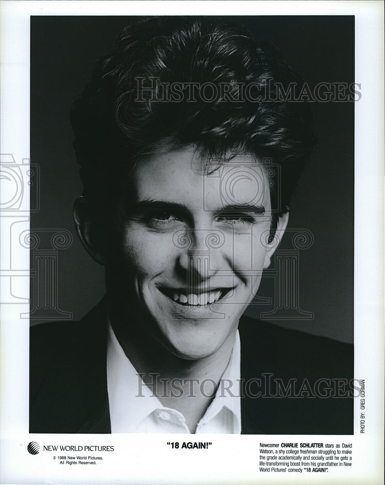 1988 Press Photo Charlie Schlatter stars as Davis Watson in "18 Again".- Historic Images