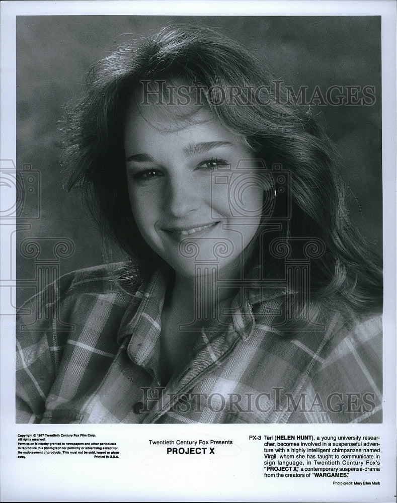 1987 Press Photo &quot;Project X&quot; starring Helen Hunt- Historic Images