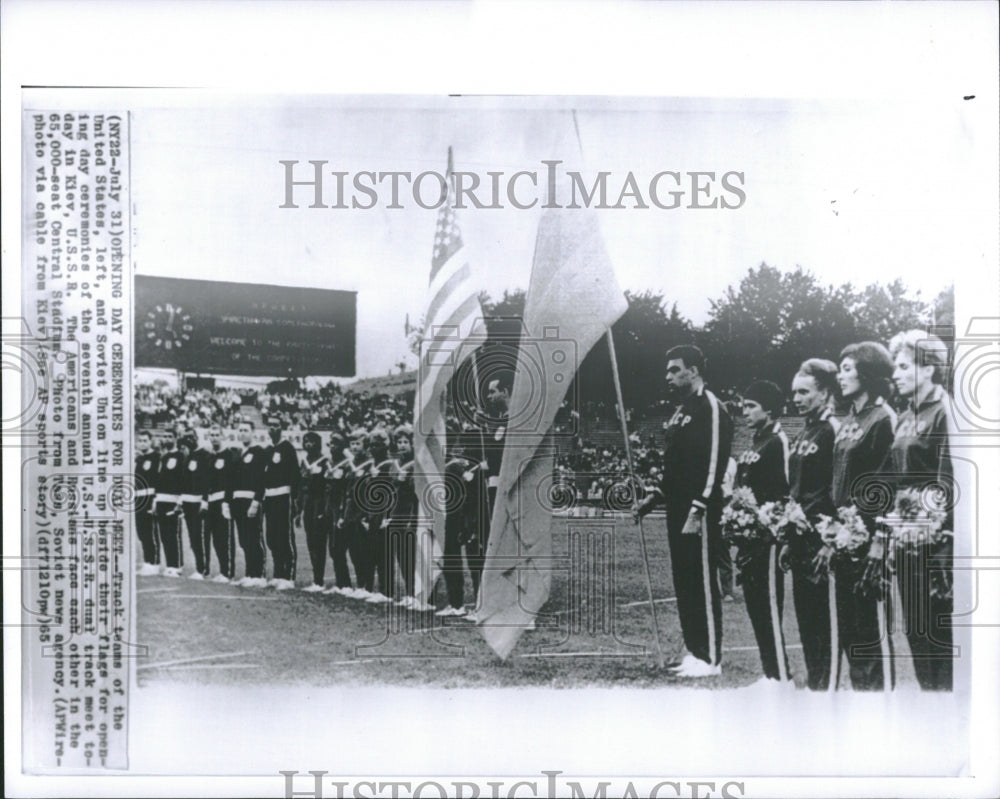 1965 Soviet Union Track Flag Dual Meet - Historic Images