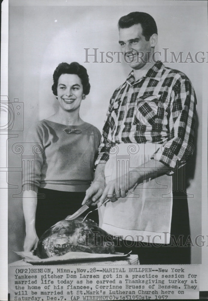 1957 NY Yankee Don Larsen &amp; Corrinne Bruess - Historic Images