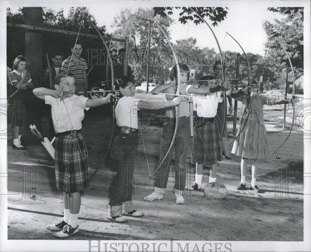 1957 Archery Children Youngsters Pamela Par - Historic Images