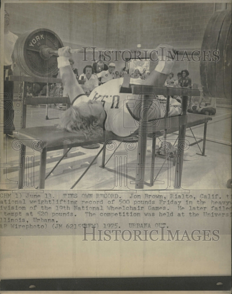 1975 Jon Brown Weightlifting Bench Press - Historic Images