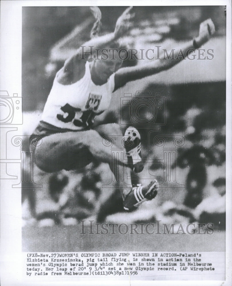 1956 Press Photo Krzsesinska Olympic Broad Jump Record - RRQ30479 - Historic Images