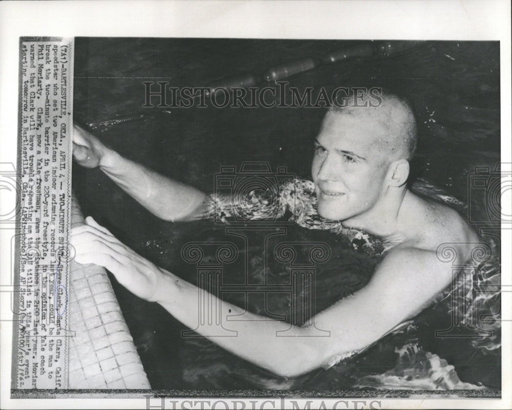 1962 Steve Clark American indoor swimmer - Historic Images