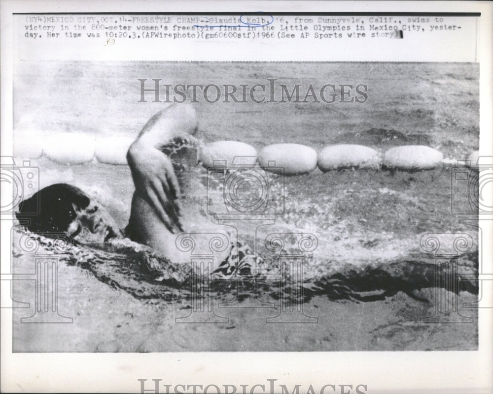 1966 Claudia Ann Kolb Swimmer Mexico - Historic Images