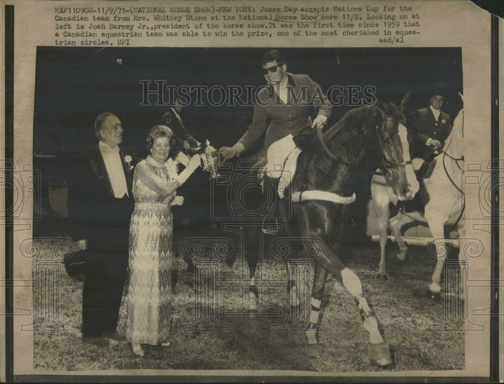 1971 Press Photo Mrs. Whitney Stone Josh Barney Jr Nati - RRQ32621 - Historic Images