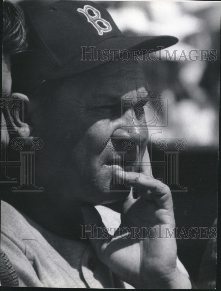 Press Photo Pinky Higgins Coaching Boston Red Sox - Historic Images