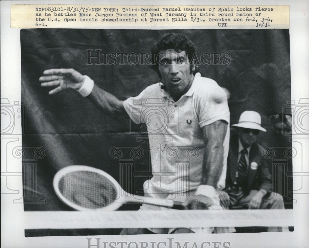 1975 Press Photo Manuel Orantes U.S. Open Tennis Match - RRQ34913 - Historic Images