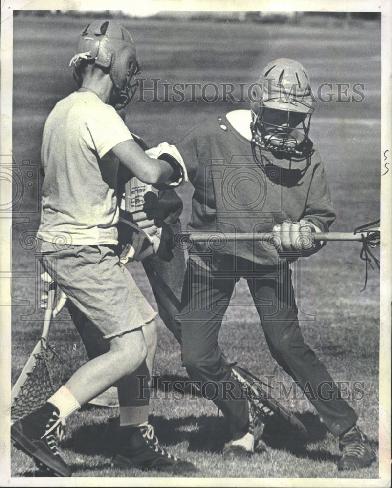 1953 Press Photo Lacrosse Practice Session Action - Historic Images