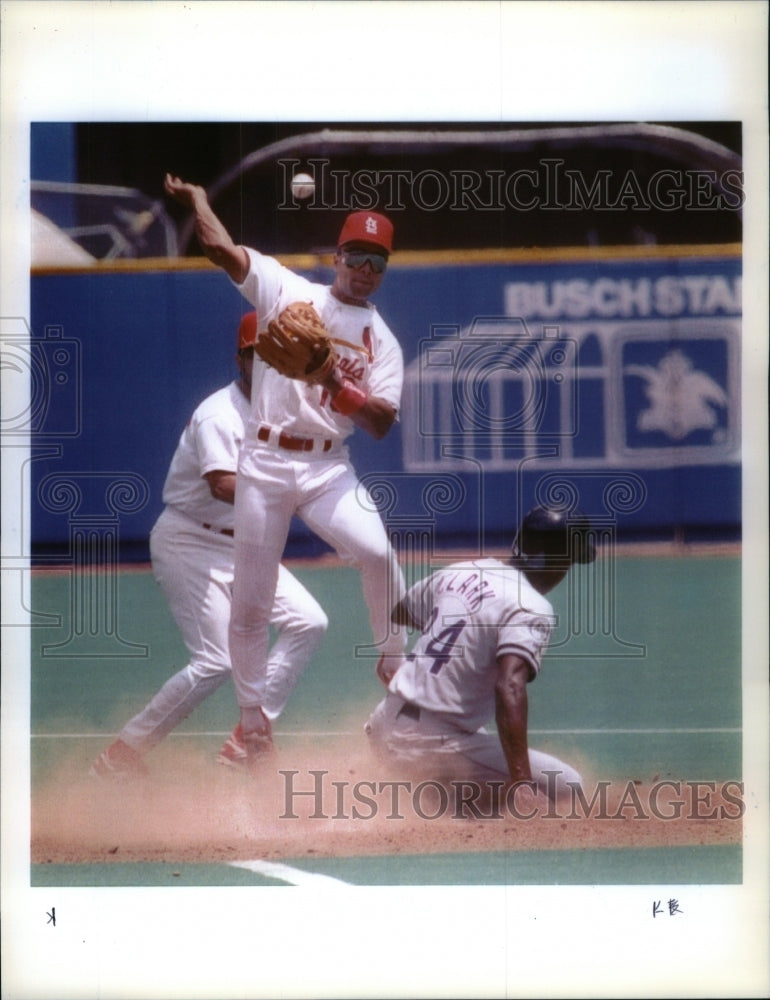 1993 Press Photo Cardinals Luis Alicea loses his grip - Historic Images