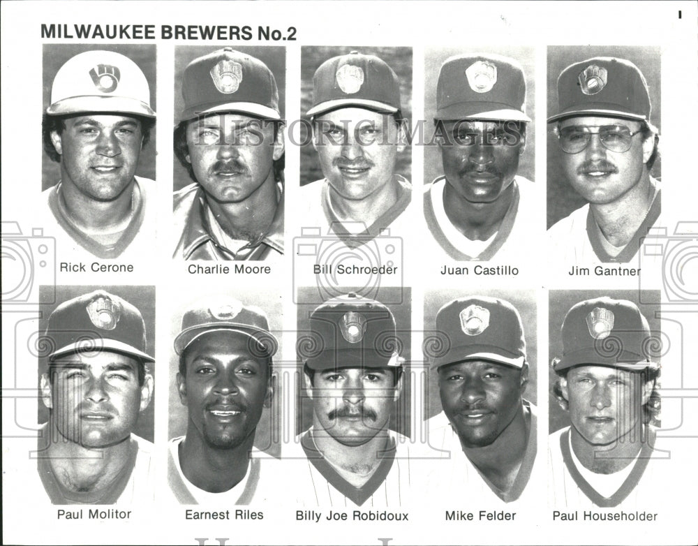  Milwaukee Brewers Rick Cerone Charlie Moore - Historic Images