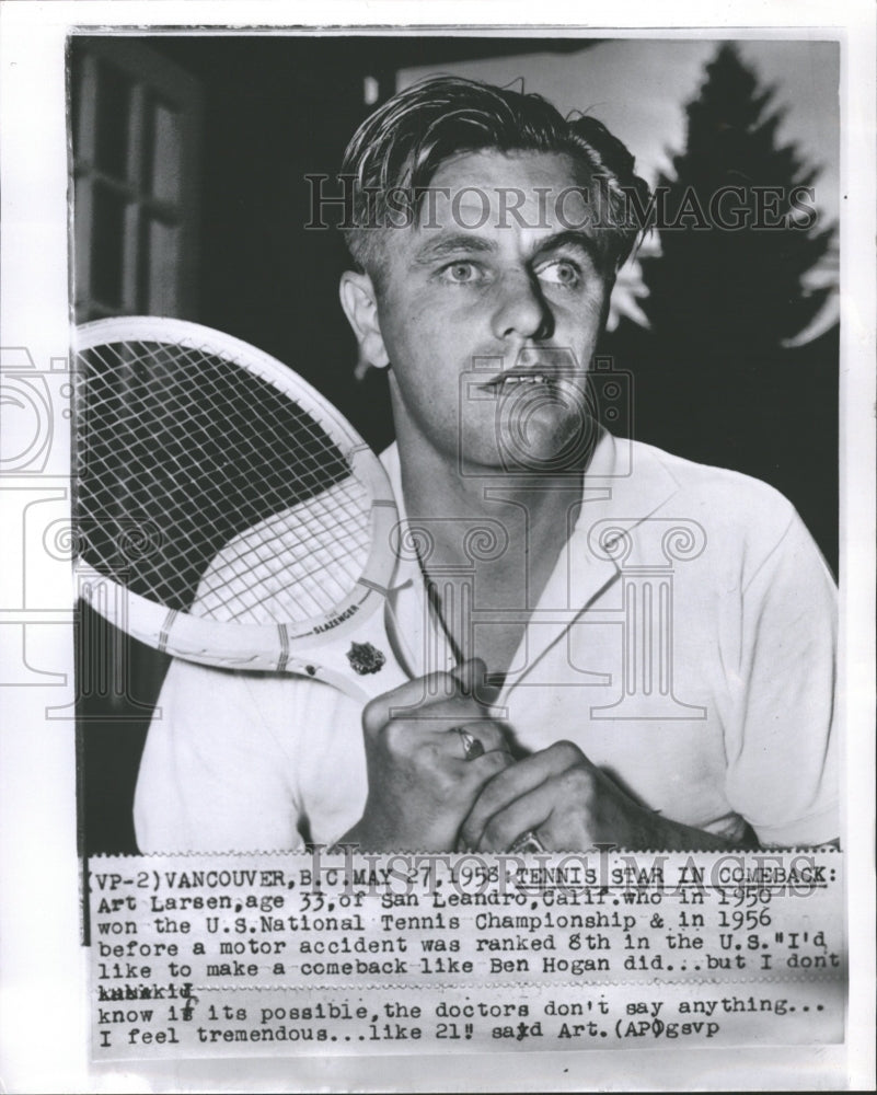 1958 Tennis Star Larsen Comeback Vancouver - Historic Images