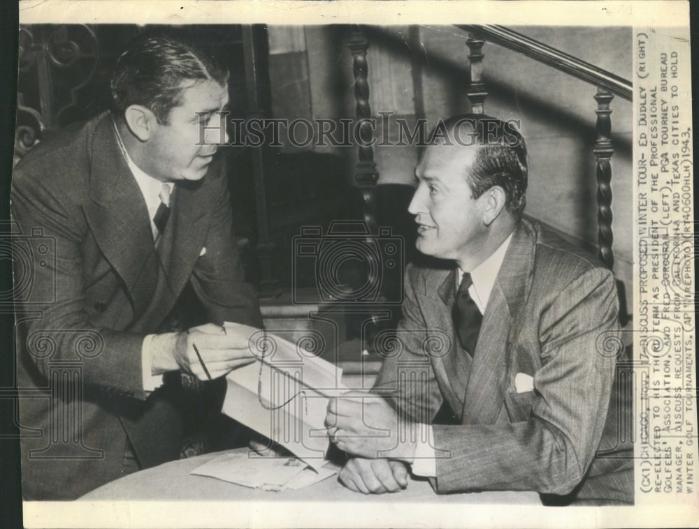 1943 Press Photo Ed Dudley and Fred Corgoran PGA - Historic Images