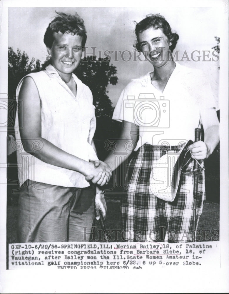 1956 Meriam Bailey Barbara Slobe golf won - Historic Images