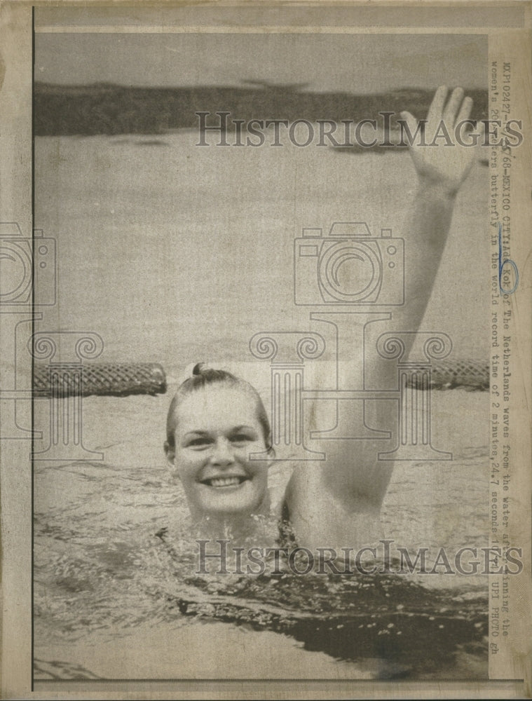 1968 Ada Kok Netherlands waves Swimmer - Historic Images