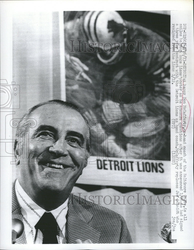 1973 Don McCafferty,new coach Detroit Lions - Historic Images