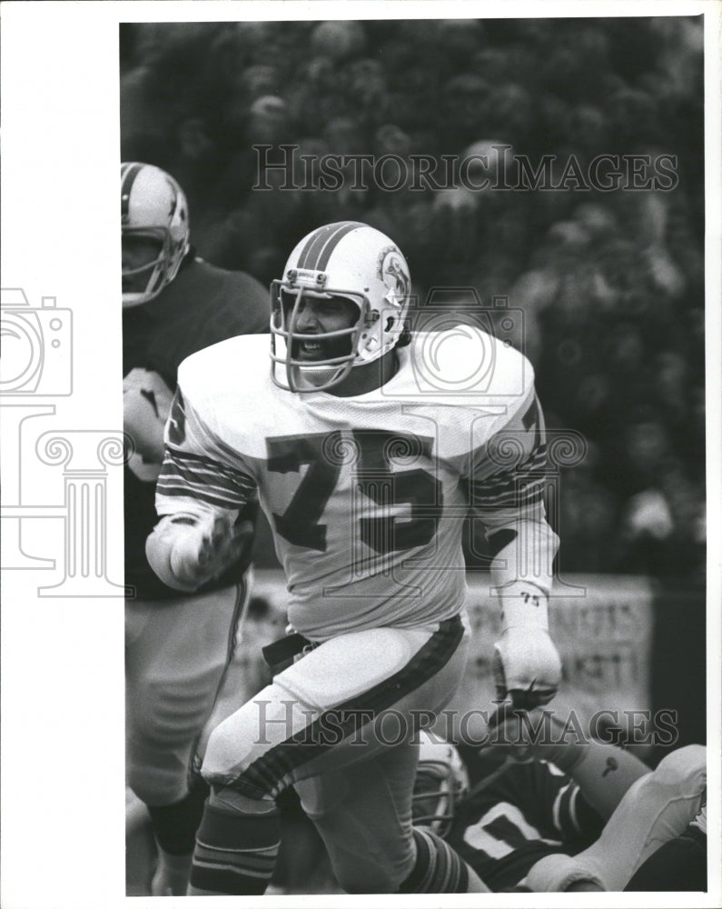 Press Photo Larry Little Miami Dolphins - Historic Images