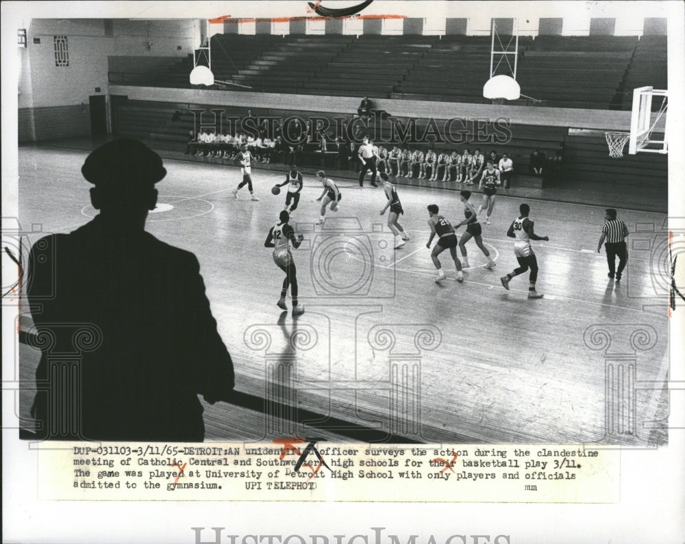 1965 High School Basketball Game Empty Gym-Historic Images