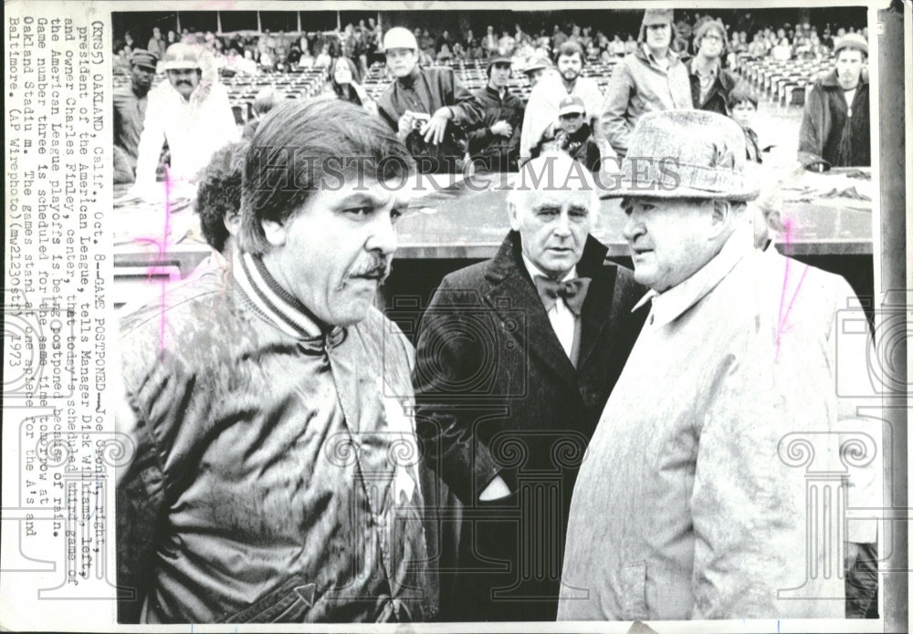 1973 Joe Cronin president American League with Dick Williams and Cha-Historic Images