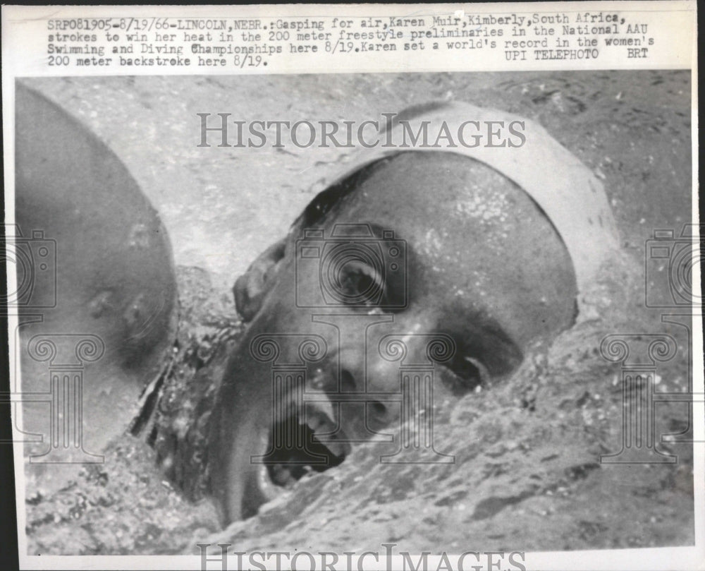 1966 Gasping Karen Muir Kimberly South Africa Strokes Freestyle-Historic Images