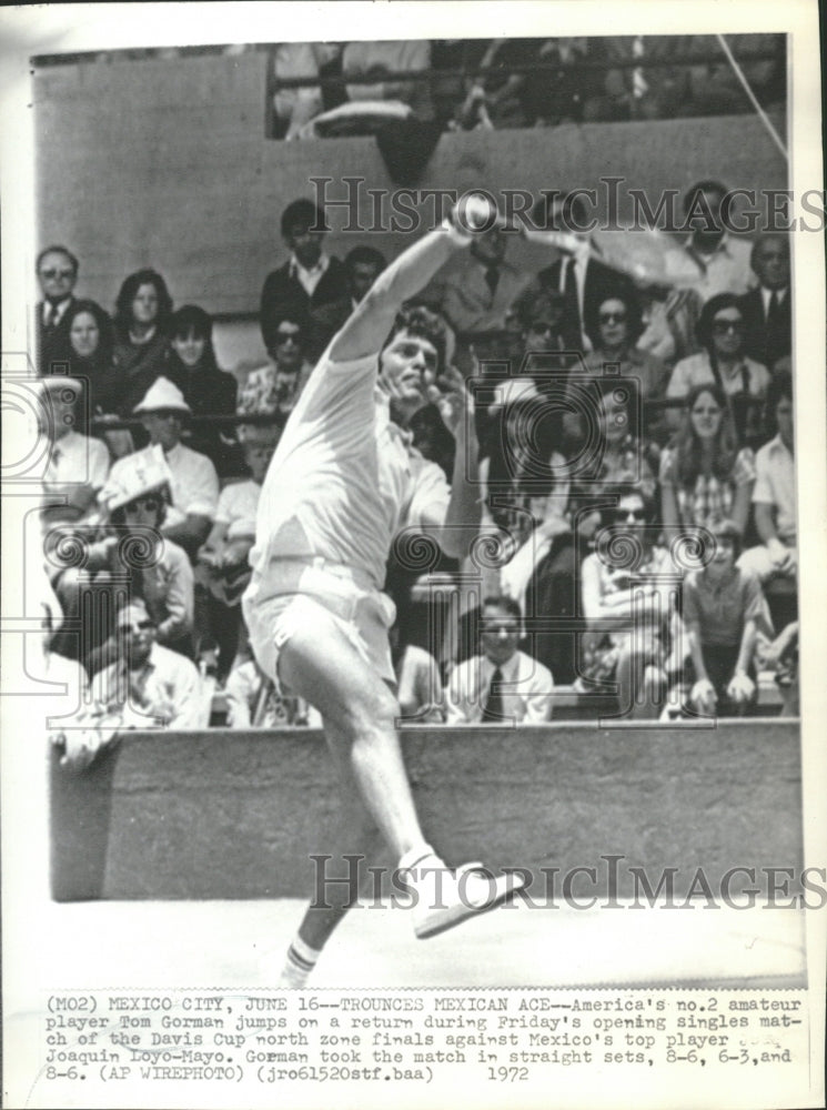 1972 America player Tom Gorman singles match Davis Cup Snap-Historic Images