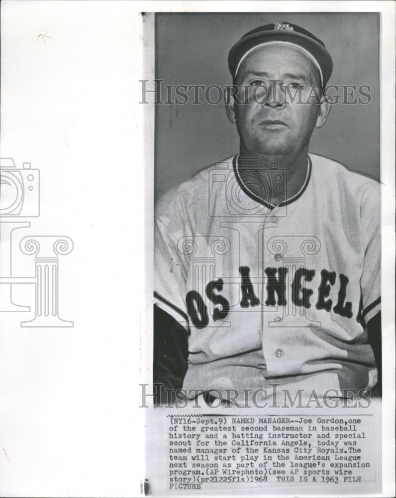 1968 Joe Gordon Kansas City Royals Manager California Angels - Historic Images