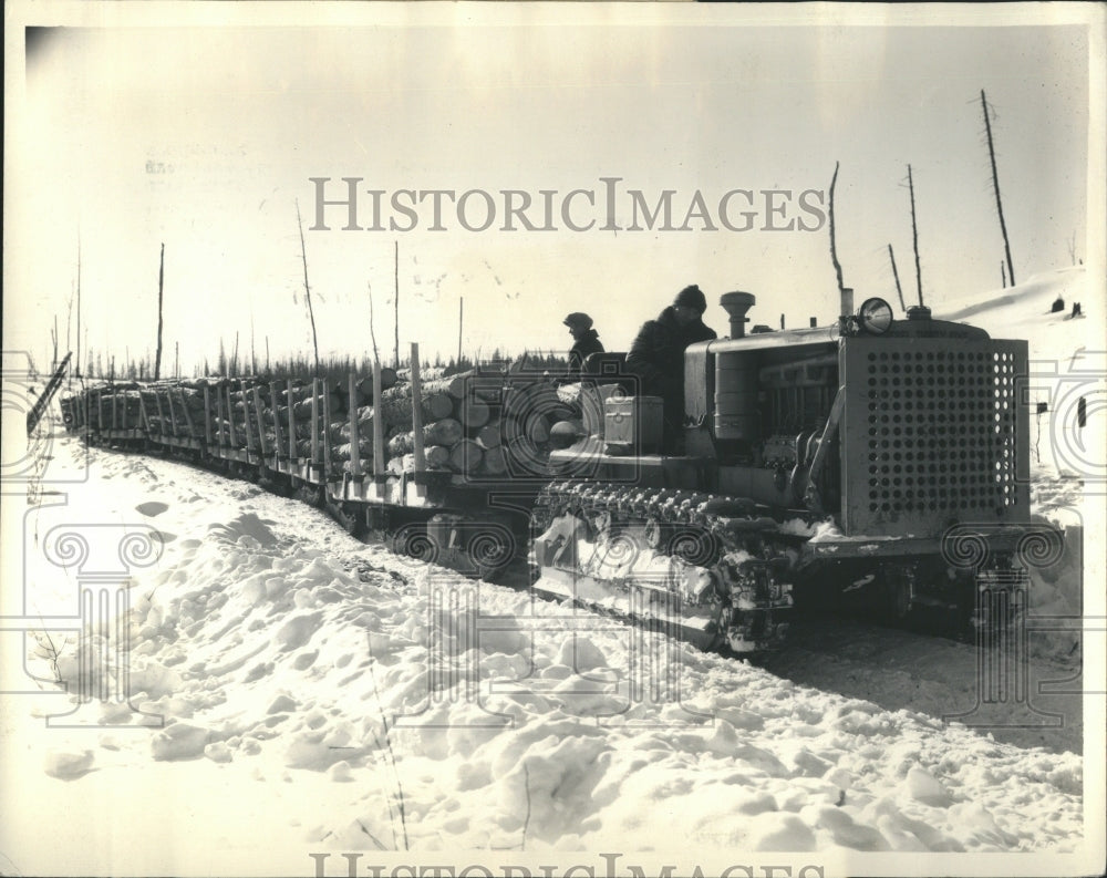  Timber Truck Wood Snow Road - Historic Images