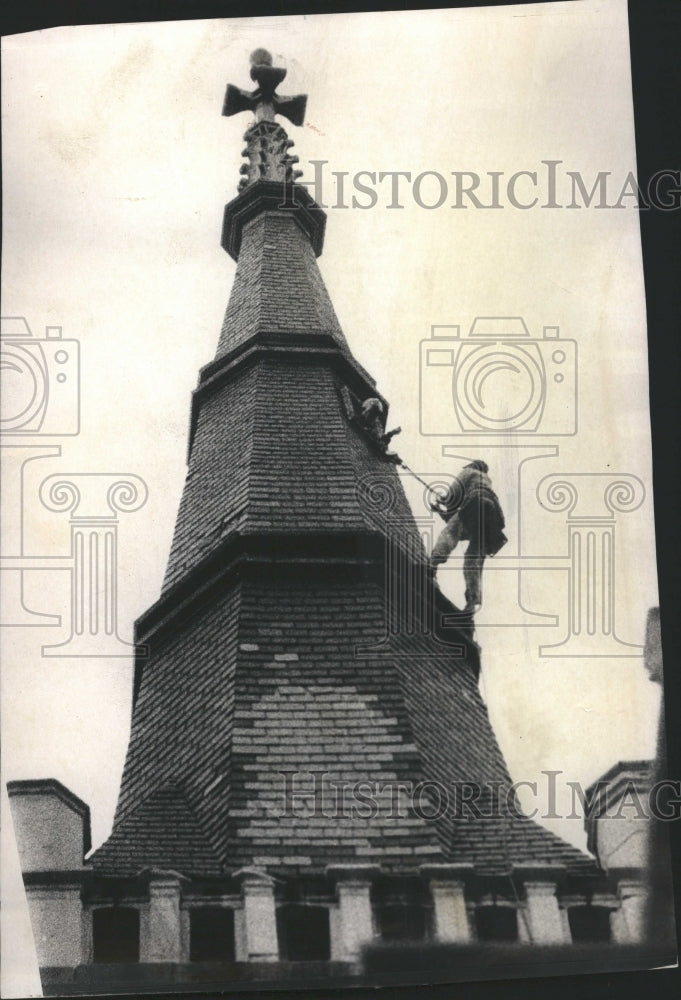 1972 One Few Steeplejack Repairs Cathedral - Historic Images
