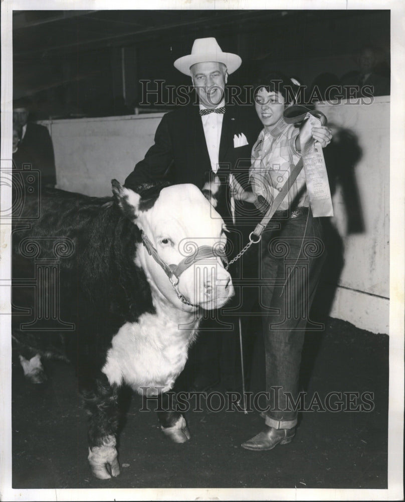 1957 Stock Show Indiana Governor Hereford - Historic Images