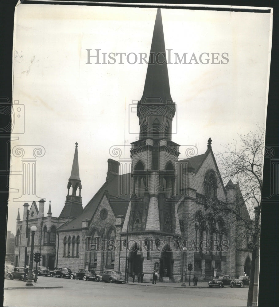 1942 Press Photo Chicago Church Harrison Sherman Street - Historic Images